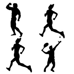 silhouette of a person exercising icon set