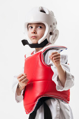 Tae kwon do kid fighter closeup