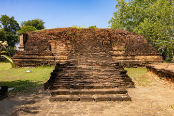 Fototapeta na wymiar Wat Khlong Suwankhiri, the 6th-century Dvaravati culture at Khu Bua Ratchaburi, Thailand