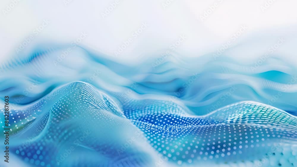 Aufkleber a blue wave with a lot of dots on it. the dots are scattered all over the wave, giving it a very bus