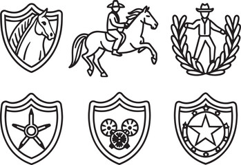 Horse riding icons set. Outline illustration of horse riding icons for web
