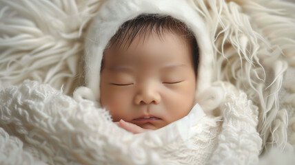 日本人の新生児の赤ちゃん - obrazy, fototapety, plakaty