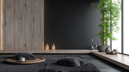 Zen inspired minimalist interiors with contrasting elements