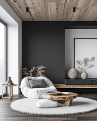 Zen inspired minimalist interiors with contrasting elements