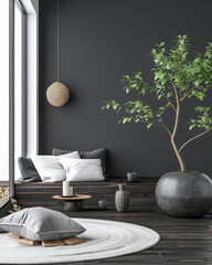 Zen inspired minimalist interiors with contrasting elements