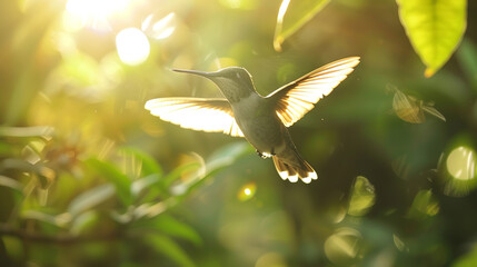 Professional photo with best angle capturing the delicate grace of a hummingbird as it hovers...