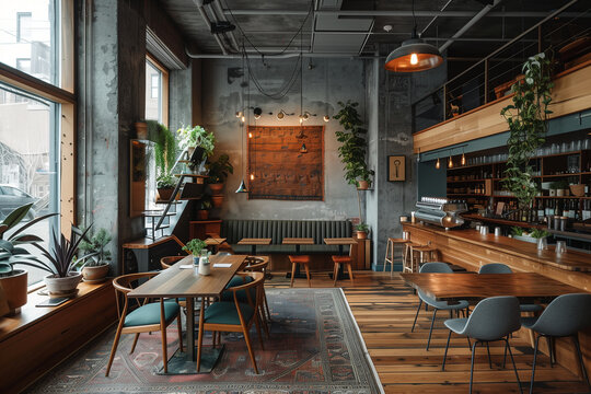 Relaxing atmosphere inside a charming cafe