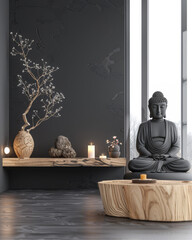 Zen inspired minimalist interiors with contrasting elements