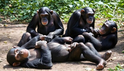 a group of chimpanzees enjoying a leisurely aftern upscaled 34
