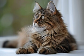 Siberian breed of cat, brown tabby maine coon