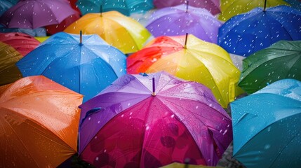colorful colorful umbrella with rain