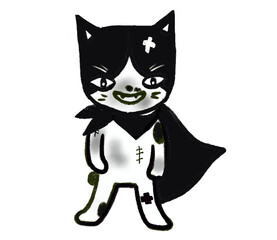 black cat cartoon smile

