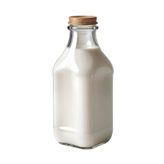 Unopened milk bottle with cap. Isolated on white background.