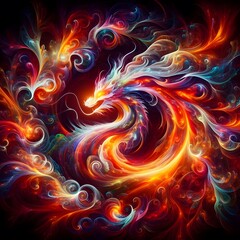 Fusion flare dragon Abstract Colorful Shape of vibrant hues and dynamic Background - obrazy, fototapety, plakaty