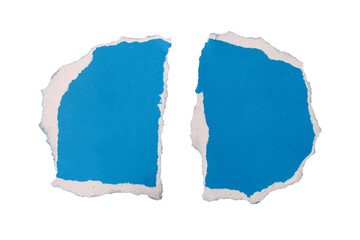 Blue torn paper edge sheets isolated on transparent background