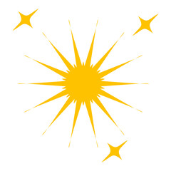 Golden starburst sun shape with sharp rays - stock vector svg