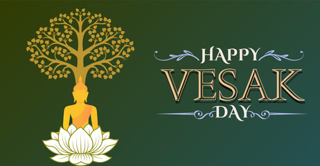 Happy Vesak day celebration banner design. Luminous Blessings: Vesak Day Design