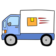 delivery truck illustration hand drawn isolated vector	
