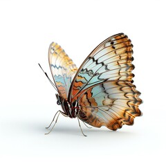 Beautiful butterfly isolated on white background,   rendering,   digital drawing