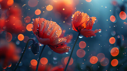 close up of plant in the rain