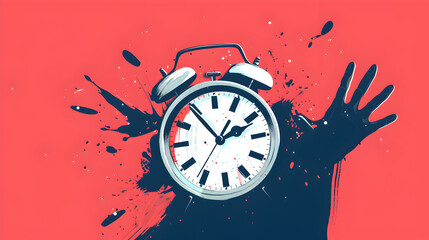 Illustration of a clock with hands spinning out of control to depict anxiety about time.


