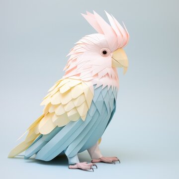 Cockatoo, origami, pastel, cute
