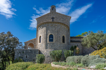 Quissac, France - 05 19 2023: Chapel of Pisa. View of a recent Protestant temple built by an individual.