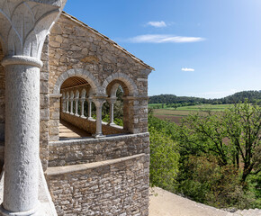 Quissac, France - 05 19 2023: Chapel of Pisa. View of a recent Protestant temple built by an...