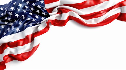 Fototapeta premium American flag stars and stripes isolated on white background. 3D USA flag celebration of American Independence Day, the 4th of July