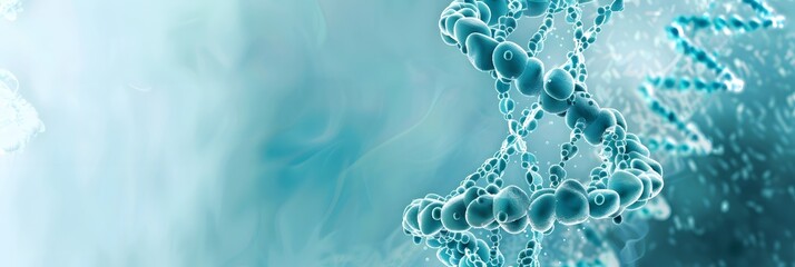3d render of dna structure, abstract banner, chromosome DNA genetic of human on virtual interface. Medicine. Medical science and biotechnology.