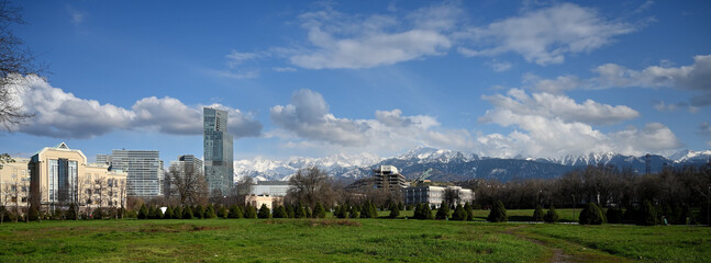 Almaty city panoramic view, Al-Farabi street