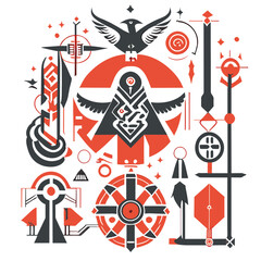 enigmatic ancient symbols, vector illustration flat 2