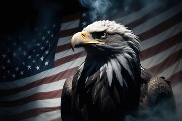 Naklejka premium american bald eagle in flight created with generative AI software.