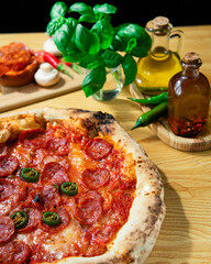 Indulge in Savory Satisfaction: Delight Your Senses with Our Irresistible Pepperoni Pizza - Perfectly Spiced, Delicately Crisped, and Overflowing with Flavor
