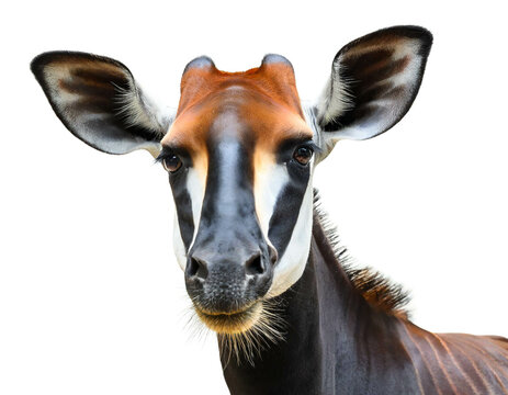 Okapi isoliert auf wei&szlig;en Hintergrund, Freisteller 