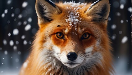 Obraz premium Red wild fox in the snow