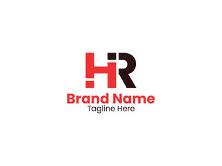 Creative flat HR letter HR vector logo template. Initial letter RH monogram logo.