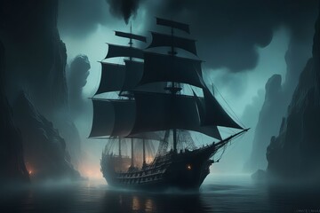 sailing ship in the sea created with generative AI software.