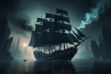 sailing ship in the sea created with generative AI software.