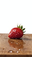 Strawberry on a wooden cutting board without background