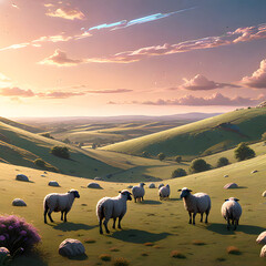 sheep grazing in the mountains