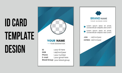 Fototapeta premium Creative and simple Identity card template design. Identity card layout with gradient accents. portrait ID card vector design 