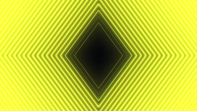 A bold and eye-catching design featuring a black diamond surrounded by yellow lines on a bright yellow background, creating a visually striking pattern