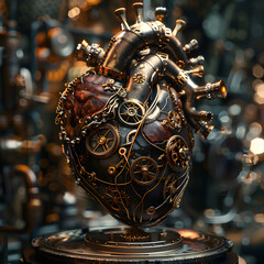 The image is a steampunk heart. It is made of metal and has gears and cogs on it.