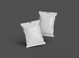 Naklejka premium Realistic 3d rendered package for food snack, chips, cookies, peanuts, candy on a dark background