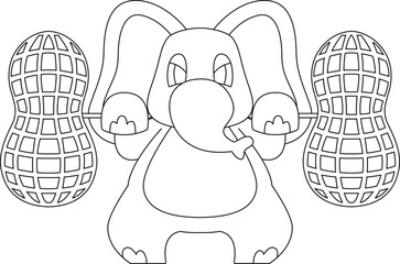 Elephant Bodybuilder Peanuts Bodybuilding Animal Vector Graphic Art Illustration