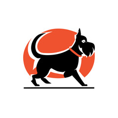 simple clean flat walking schnauzer dog collar logo mascot, vector illustration flat 2