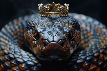 Portrait of a royal snake with a crown on his head
