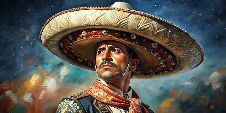 Retrato detallado de un charro mexicano celebrando el Cinco de Mayo
