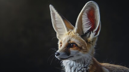 Fennec Fox listening intently with its large ears, perfect for illustrating its alert and wild nature